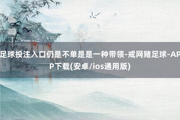 足球投注入口仍是不单是是一种带领-戒网赌足球-APP下载(安卓/ios通用版)