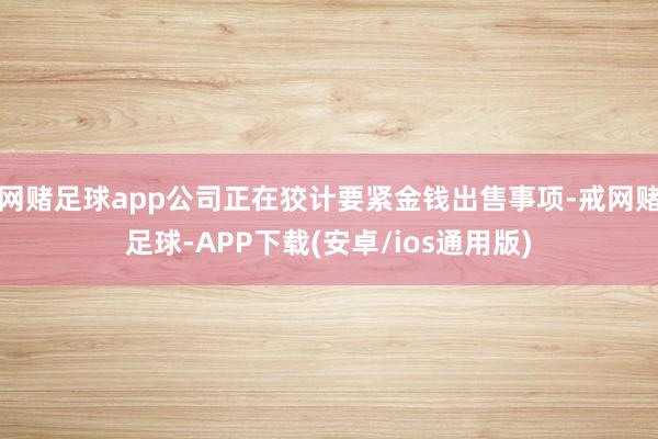 网赌足球app公司正在狡计要紧金钱出售事项-戒网赌足球-APP下载(安卓/ios通用版)