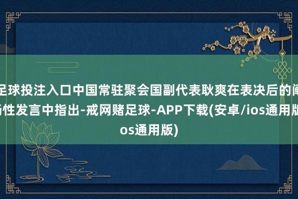 足球投注入口中国常驻聚会国副代表耿爽在表决后的阐扬性发言中指出-戒网赌足球-APP下载(安卓/ios通用版)